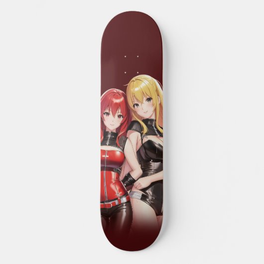 Anime-Mädchen auf Skateboard in Braun (Vorderseite)