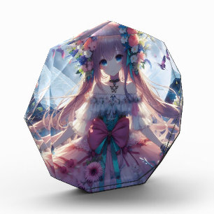 Anime Mädchen Blumen Mond Fee Fotoblock