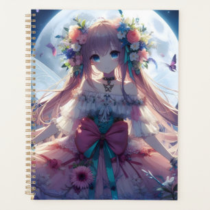 Anime Mädchen Blumen Mond Fee Planer