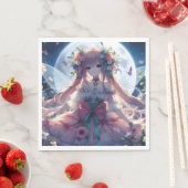 Anime-Mädchen-Blumen-Mond-Fee Serviette (Beispiel)