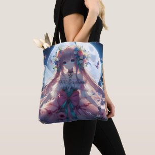 Anime-Mädchen-Blumen-Mond-Fee Tasche