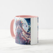 Anime-Mädchen-Blumen-Mond-Fee Tasse (Vorderseite Links)