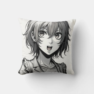 Anime-Mädchen Dynamisches Action-Style-Charakter Kissen