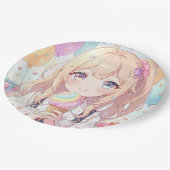 Anime-Mädchen-Eiscreme-Geburtstagsfeier Pappteller (Schrägansicht)