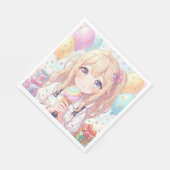 Anime-Mädchen-Eiscreme-Geburtstagsfeier Serviette (Ecke)