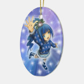 Anime-Mädchen-Feiertag hallo! Keramikornament (Links)