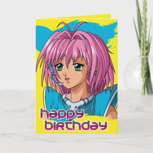 Anime-Mädchen-Geburtstag Karte (Vorderseite)