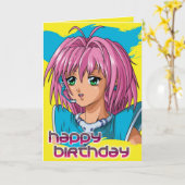 Anime-Mädchen-Geburtstag Karte (Gelbe Blume)