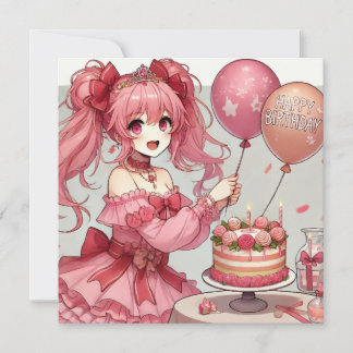 Anime-Mädchen Geburtstag Personalisiert Benutzerde Einladung