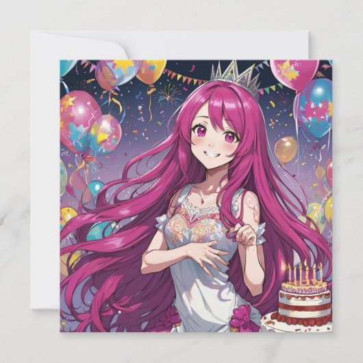Anime Mädchen Geburtstag Personalisierte Benutzerd Einladung (Vorderseite)