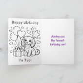 Anime-Mädchen-Geburtstag und Malvorlage Karte (Innenseite)