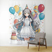 Anime-Mädchen Geburtstag Wandteppich (Beispiel)