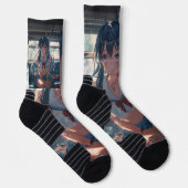 Anime-Mädchen im Zug Socken (Rechts)