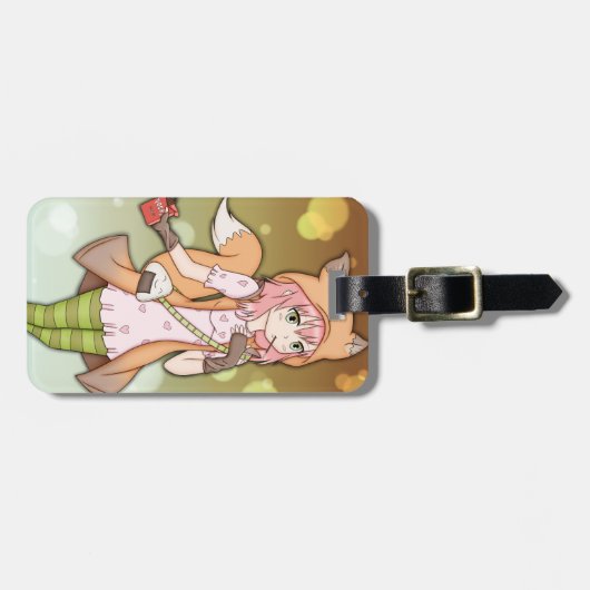 Anime-Mädchen in Fox Cosplay Gepäckanhänger (Vorderseite horizontal)