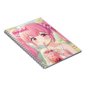 Anime-Mädchen in Rosa trinkt Bubble Tea Personalis Notizblock (Rechte Seite)