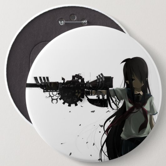 Anime-Mädchen-Knopf Button (Vorne & Hinten)