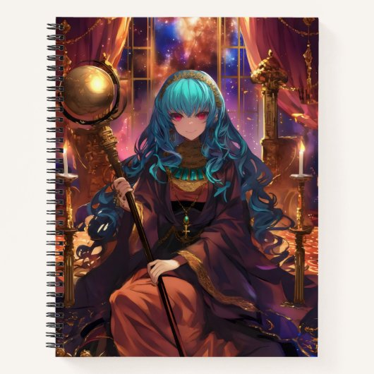 Anime-Mädchen-Magier-Fantasy Notizblock (Vorderseite)