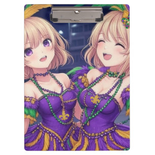 Anime Mädchen Mardi Gras Klemmbrett