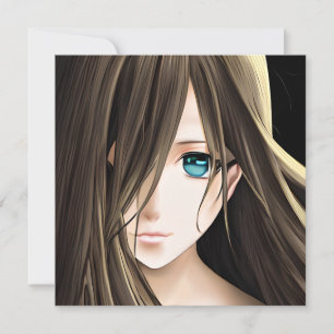 Anime-Mädchen mit braunen Haaren und blauen Augen