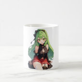 Anime-Mädchen mit grünen Haaren Kaffeetasse (Mittel)
