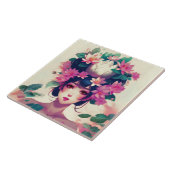 Anime-Mädchen mit Lotusblüten gekrönt Fliese (Seite)