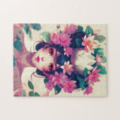 Anime-Mädchen mit Lotusblüten gekrönt Puzzle (Horizontal)