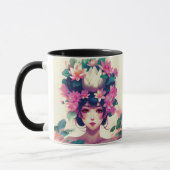 Anime-Mädchen mit Lotusblüten gekrönt Tasse (Links)