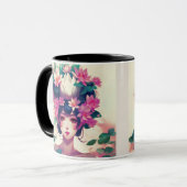 Anime-Mädchen mit Lotusblüten gekrönt Tasse (Vorderseite Links)