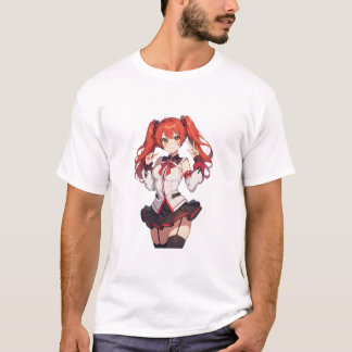 Anime-Mädchen mit roten Haaren T-Shirt
