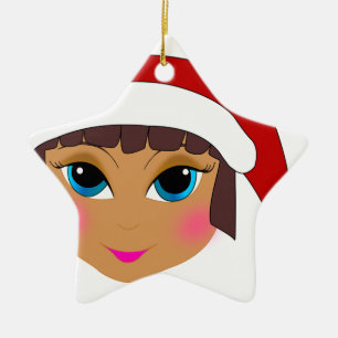 Anime-Mädchen mit Sankt Hut Keramikornament