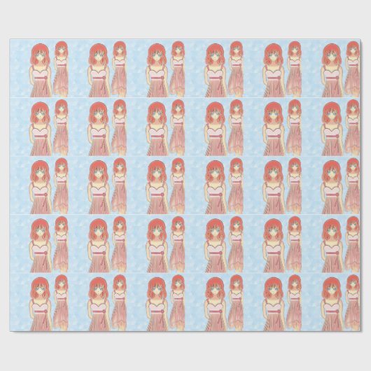 Anime-Mädchen-Mode-Illustration Geschenkpapier (Flach)