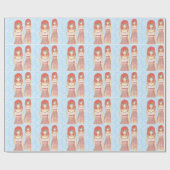 Anime-Mädchen Modeillustration Geschenkpapier (Flach)