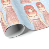 Anime-Mädchen Modeillustration Geschenkpapier (Rolleneckpunkt)