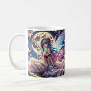 Anime-Mädchen Mond Fee Prinzessin im Garten Kaffeetasse