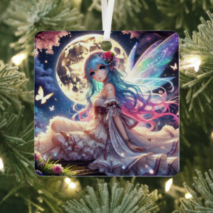 Anime-Mädchen Mond Fee Prinzessin im Garten Ornament Aus Metall