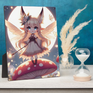 Anime-Mädchen Pixie Hippie Mond Fee Fotoplatte