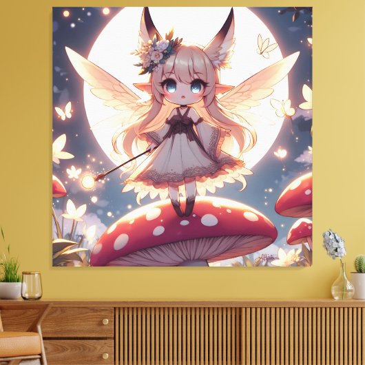Anime-Mädchen Pixie Hippie Mond Fee Leinwanddruck (Insitu (Wohnzimmer))