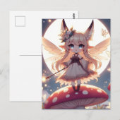 Anime-Mädchen Pixie Hippie Mond Fee Postkarte (Vorne/Hinten)