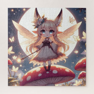 Anime-Mädchen Pixie Hippie Mond Fee Puzzle