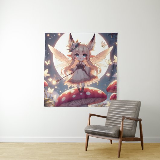Anime-Mädchen Pixie Hippie Mond Fee Wandteppich (Beispiel)