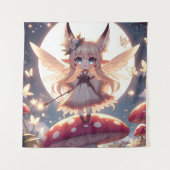 Anime-Mädchen Pixie Hippie Mond Fee Wandteppich (Vorderseite)