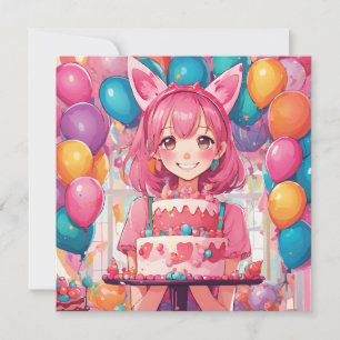 Anime Mädchen rosa Geburtstag Personalisierte Benu