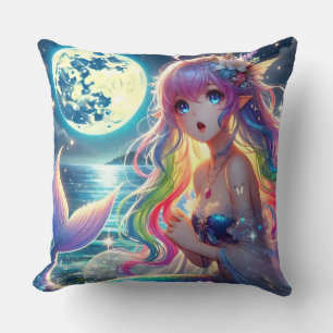 Anime-Mädchen singt Mondlicht Pixie Regenbogen Mee Kissen
