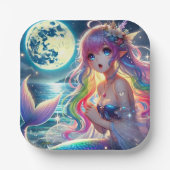 Anime-Mädchen singt Mondlicht Pixie Regenbogen Mee Pappteller (Vorderseite)
