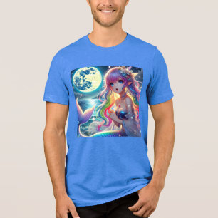 Anime-Mädchen singt Mondlicht Pixie Regenbogen Mee Tri-Blend Shirt