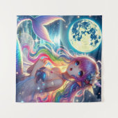 Anime-Mädchen singt Mondlicht Pixie Regenbogen Mee Wandteppich (Vorderseite (Horizontal))