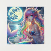 Anime-Mädchen singt Mondlicht Pixie Regenbogen Mee Wandteppich (Vorderseite)