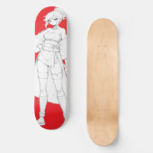 Anime Mädchen Skateboard Deck im Kampfstil (Vorderseite)