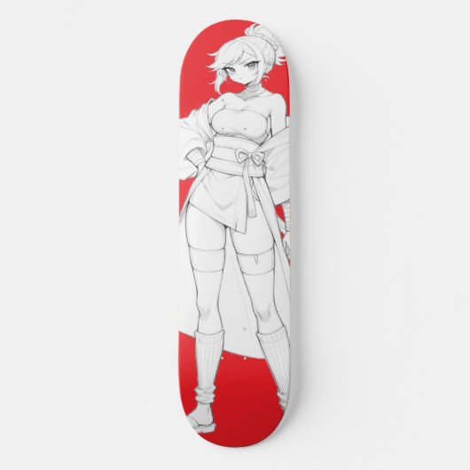 Anime Mädchen Skateboard Deck im Kampfstil (Vorderseite)