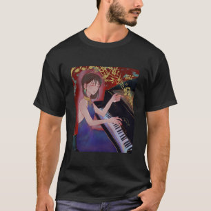 Anime-Mädchen spielt Klavier elegante Musik T-Shirt